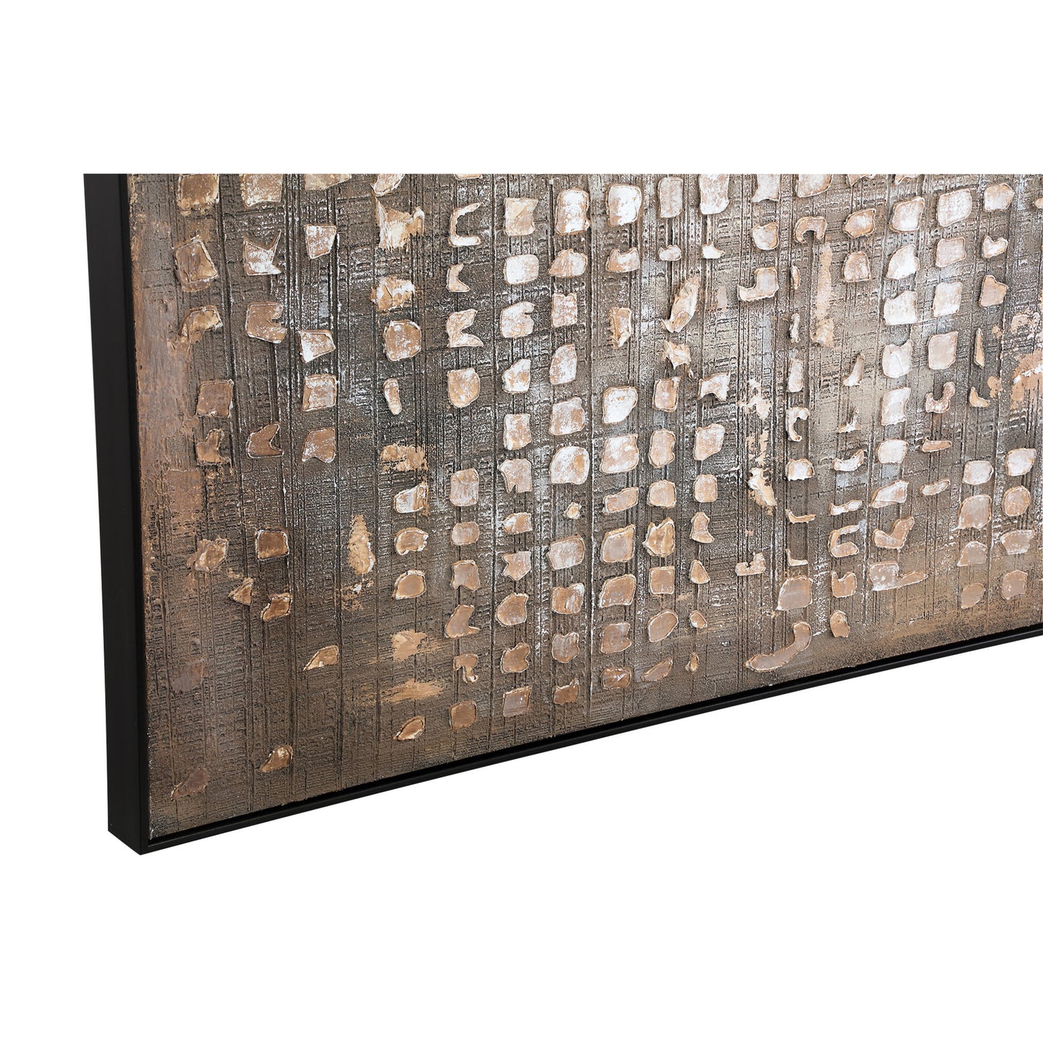 Pathe Brown Canvas Painting Rough Pattern Square van PTMD, detail van het ruwe bruine patroon op canvas