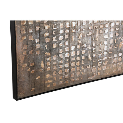 Pathe Brown Canvas Painting Rough Pattern Square van PTMD, detail van het ruwe bruine patroon op canvas