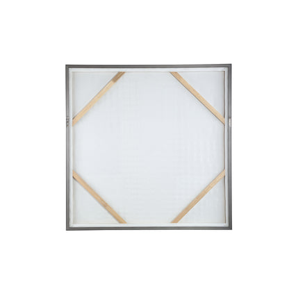 Pathe Brown Canvas Painting Rough Pattern Square van PTMD, zijaanzicht van het canvas op witte achtergrond