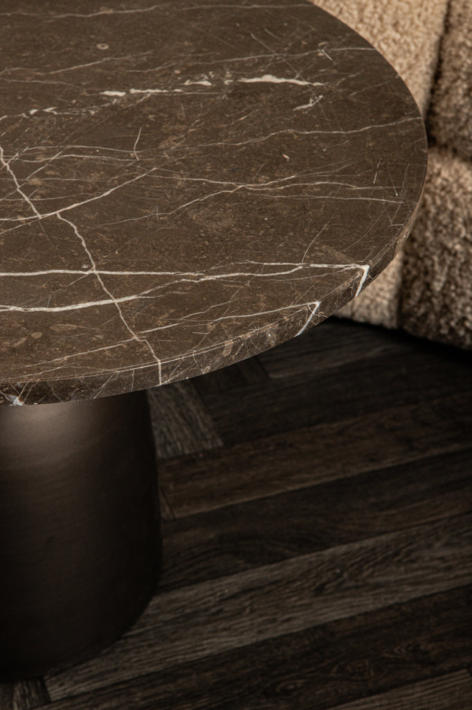 Patras side table brown marble - Bijzettafel - PTMD - livinglovely.nl