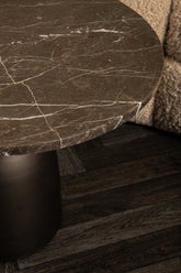 Patras side table brown marble - Bijzettafel - PTMD - livinglovely.nl