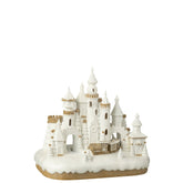 Peperkoekenkasteel met trein van J-Line in beige en wit met glazuurdetails