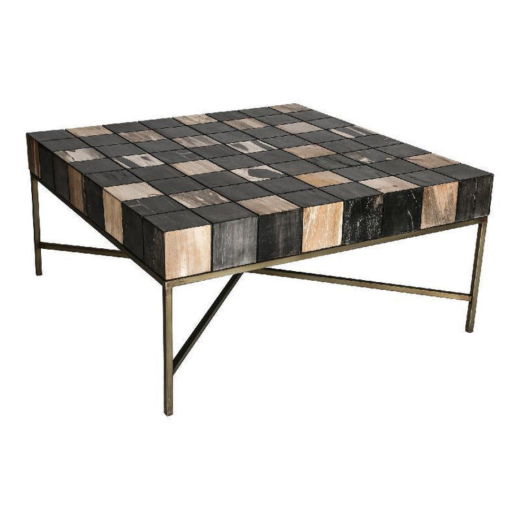 Petrified Laminate Gemeleerd Koffietafel Goud Frame PTMD , Salontafel , PTMD , livinglovely.nl