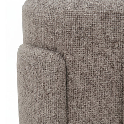 Pico Poef Stof Taupe Rond Legacy van PTMD, extra productfoto van de stof poef in taupe