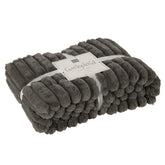 Plaid Corduroy Polyester Donkergrijs 180x130cm - Poef - J-Line - livinglovely.nl