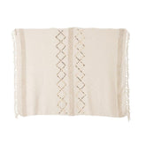 Plaid Diamanten + Franjes Katoen/Pailletten Wit/Goud - Poef - J-Line - livinglovely.nl