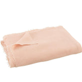 Plaid Effen Katoen/Linnen Roze 200cmx150cm - Poef - J-Line - livinglovely.nl