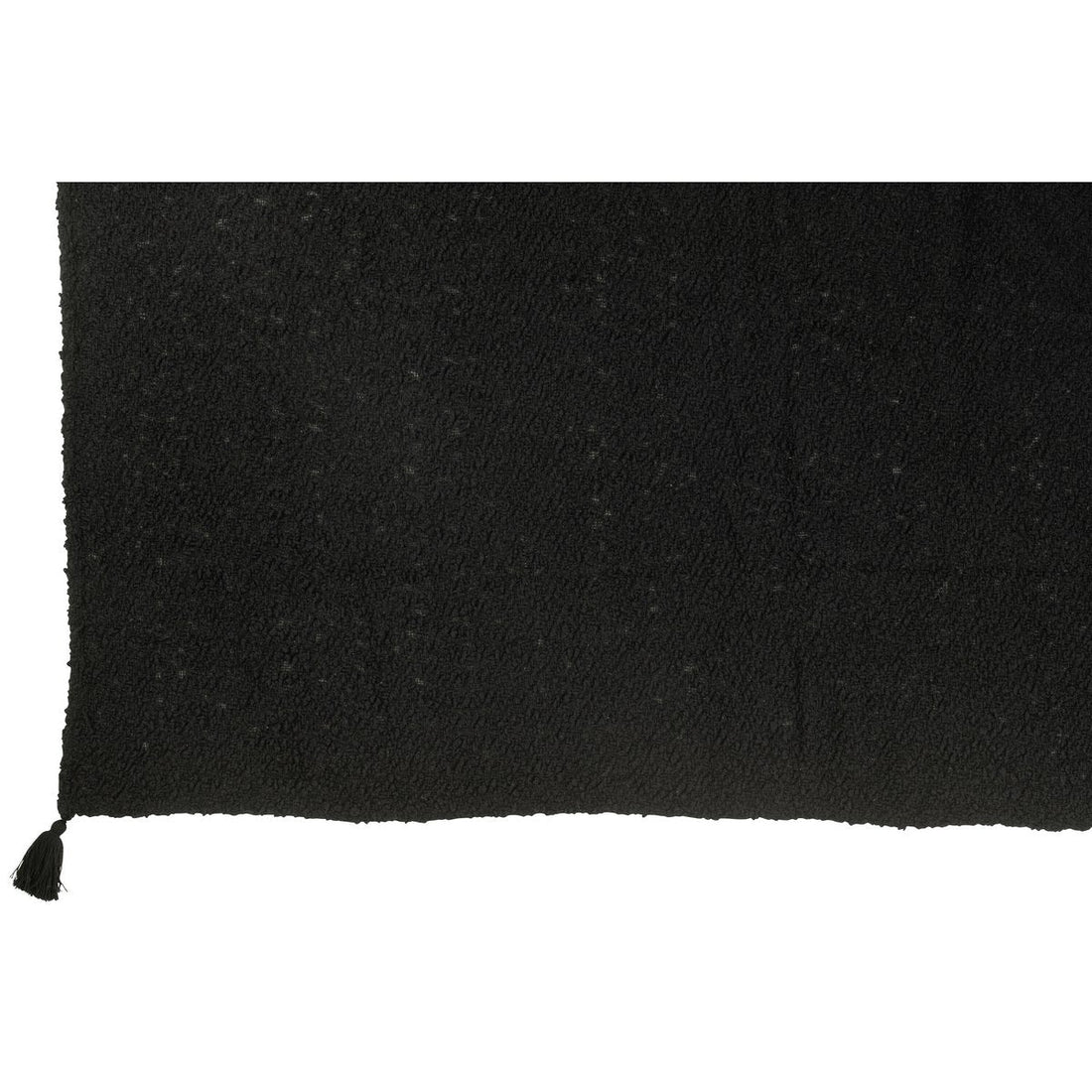 Plaid Kwasten Katoen Zwart 130x180cm - Poef - J-Line - livinglovely.nl