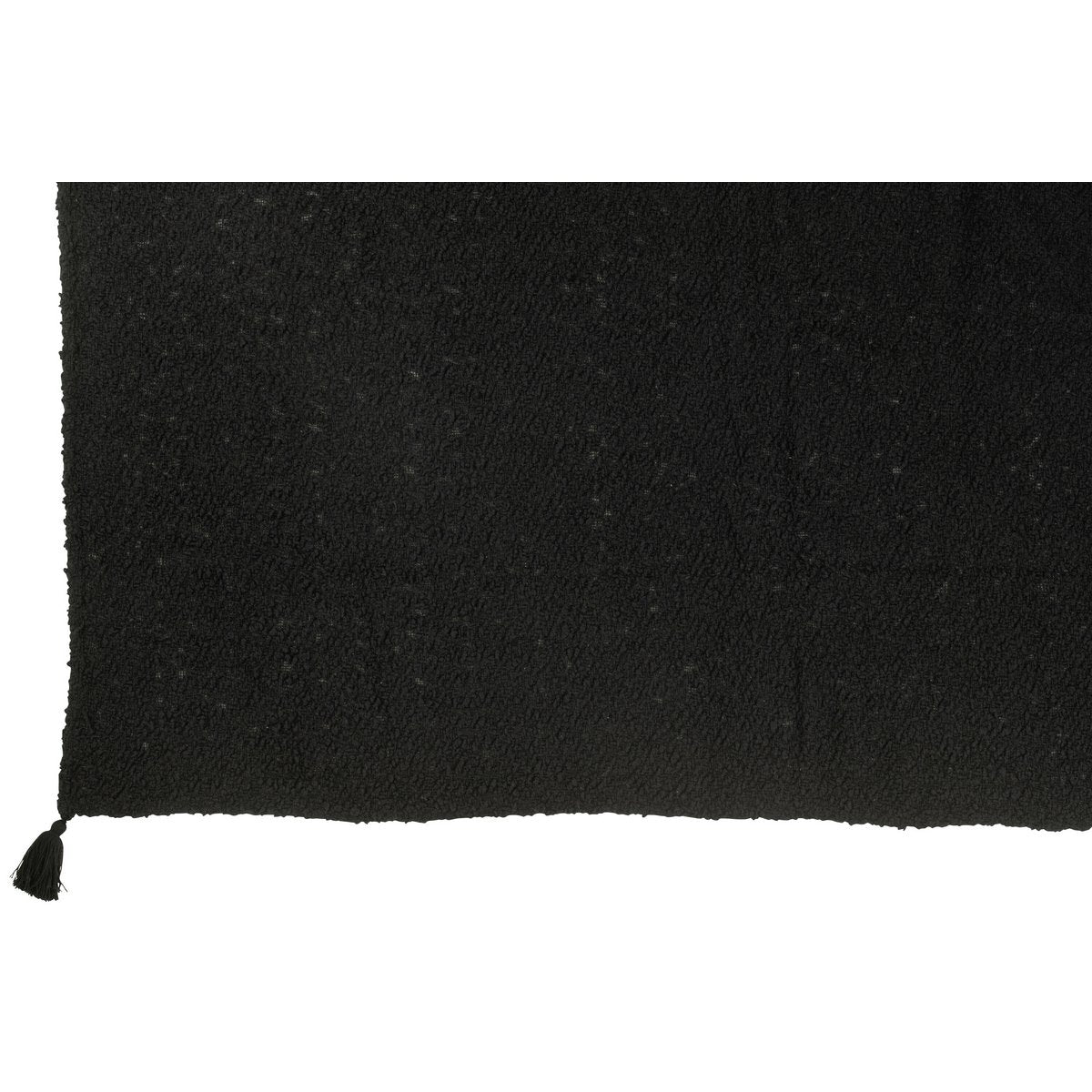 Plaid Kwasten Katoen Zwart 130x180cm - Poef - J-Line - livinglovely.nl
