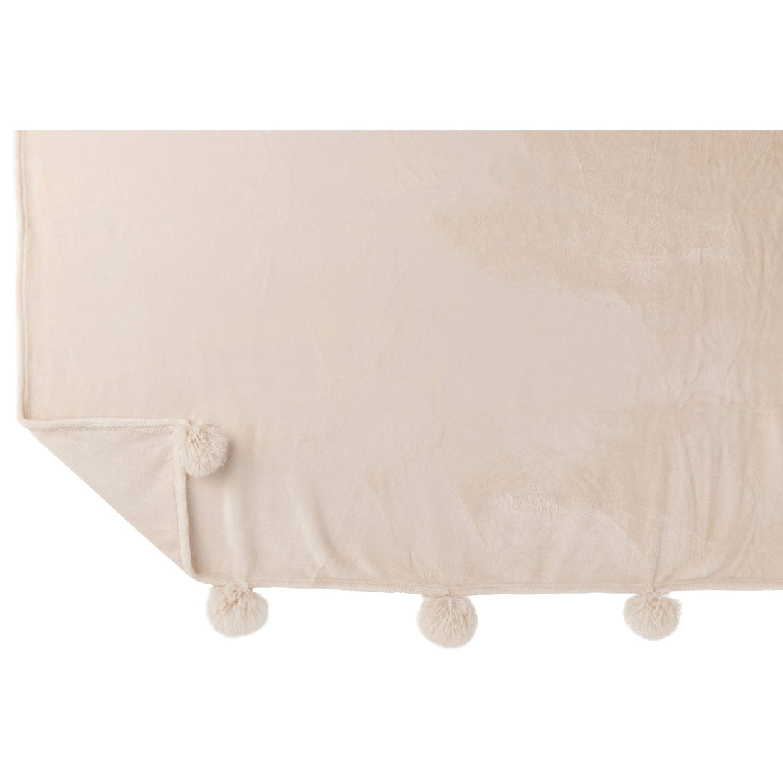 Plaid Pompom in lichtbeige polyester van J-Line met pompons