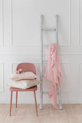 Plaid Stonewashed Linnen Roze 220cmx150cm - Poef - J-Line - livinglovely.nl