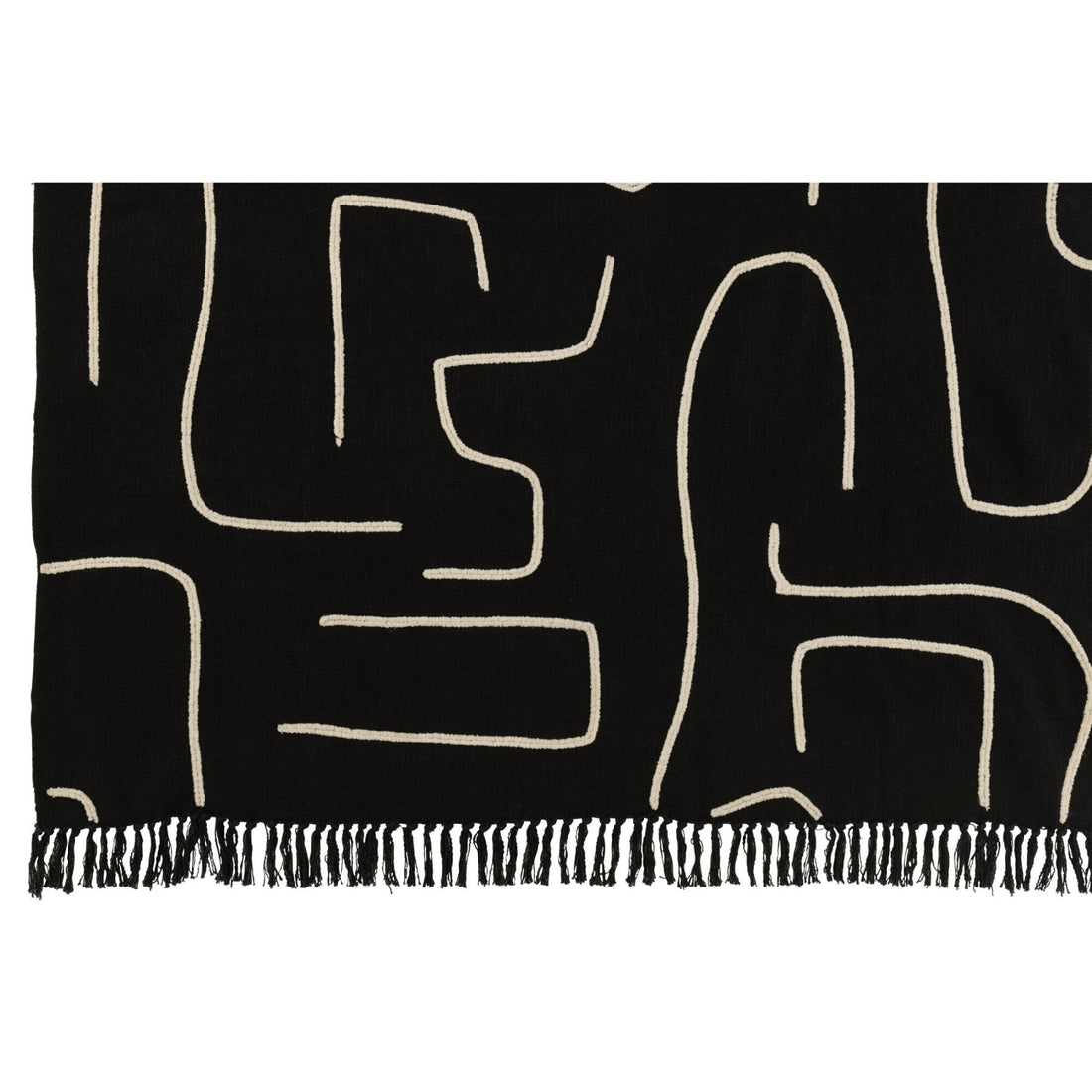 Plaid Strepen/Bogen Katoen Zwart/Wit 130x180cm