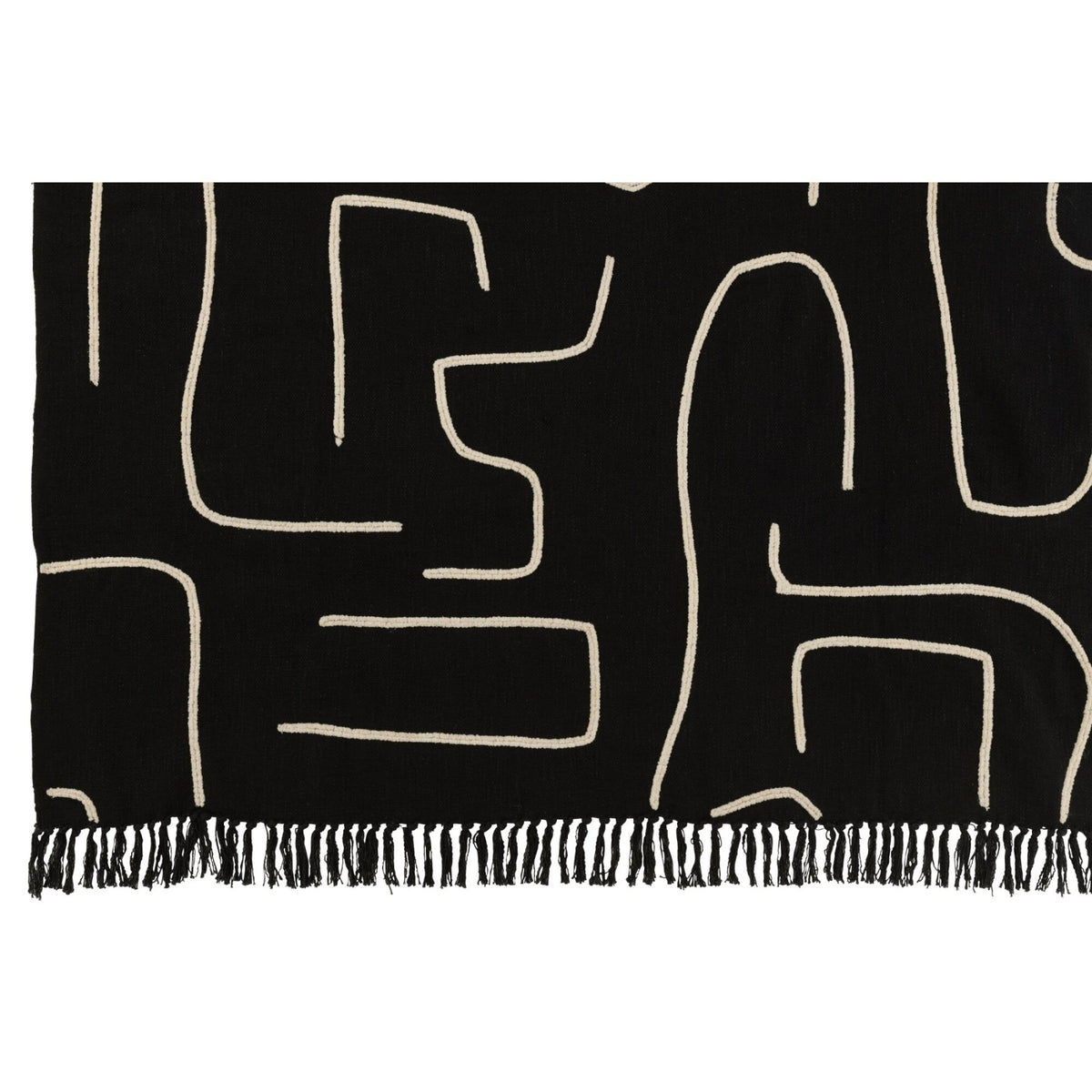 Plaid Strepen/Bogen Katoen Zwart/Wit 130x180cm