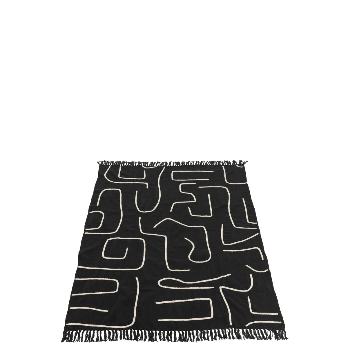 Plaid Strepen/Bogen Katoen Zwart/Wit 130x180cm