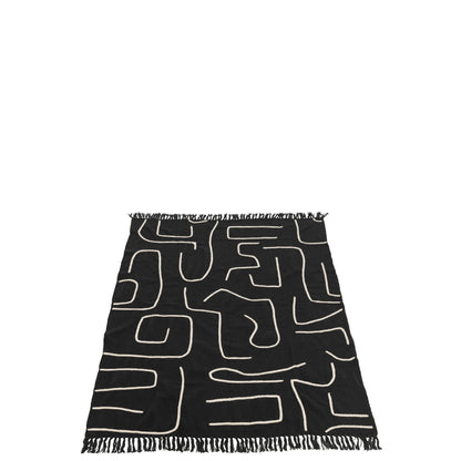 Plaid Strepen/Bogen Katoen Zwart/Wit 130x180cm