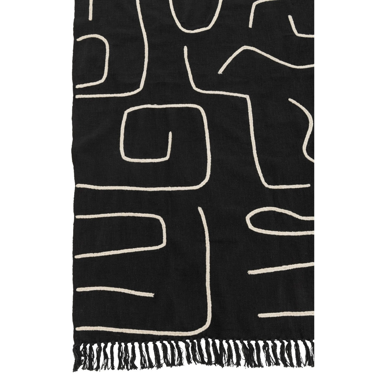 Plaid Strepen/Bogen Katoen Zwart/Wit 130x180cm