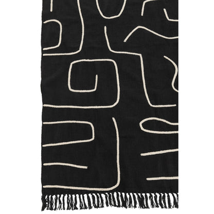 Plaid Strepen/Bogen Katoen Zwart/Wit 130x180cm
