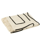 Plaid Strepen/Bogen Katoen Wit/Zwart 130x180cm - Poef - J-Line - livinglovely.nl