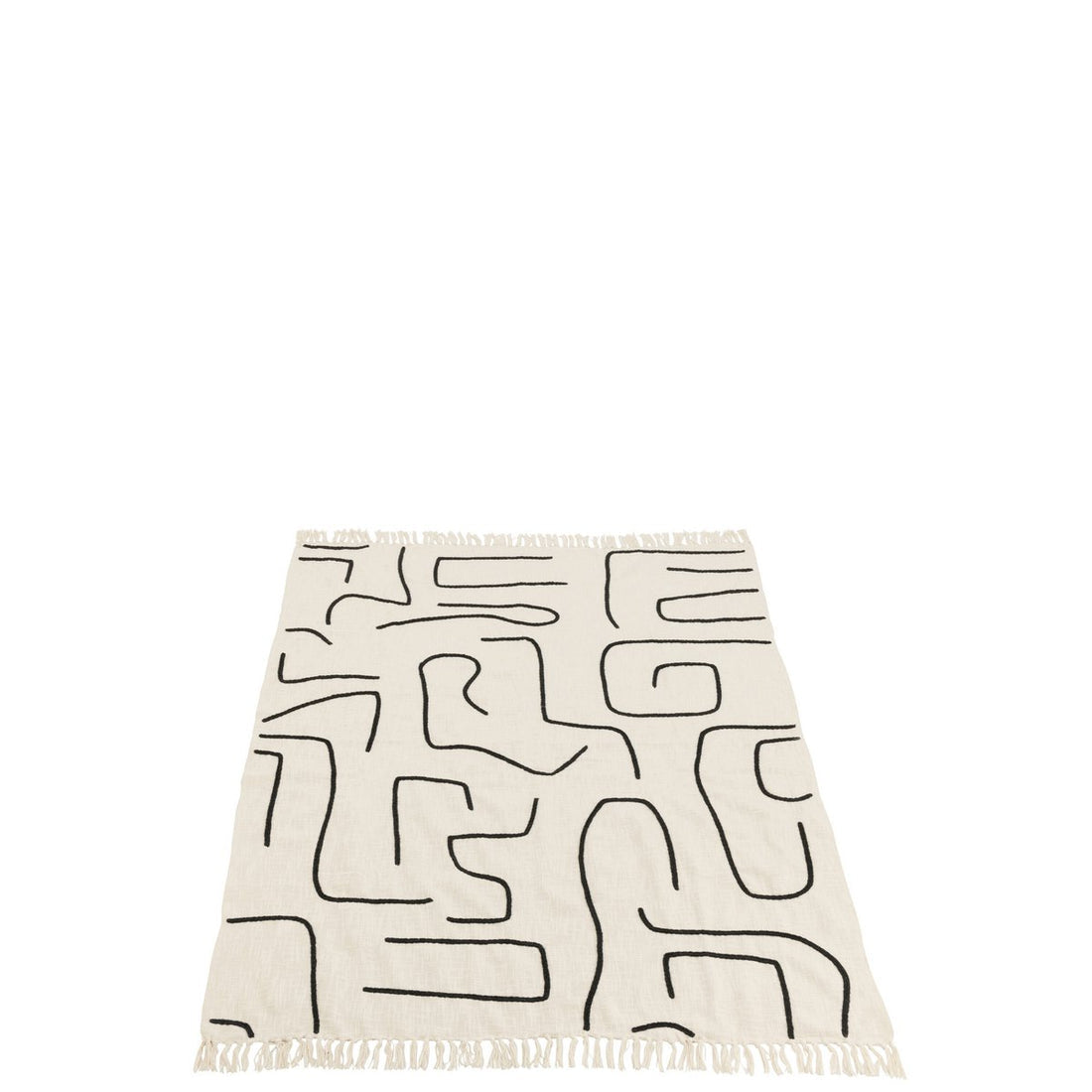 Plaid Strepen/Bogen Katoen Wit/Zwart 130x180cm - Poef - J-Line - livinglovely.nl