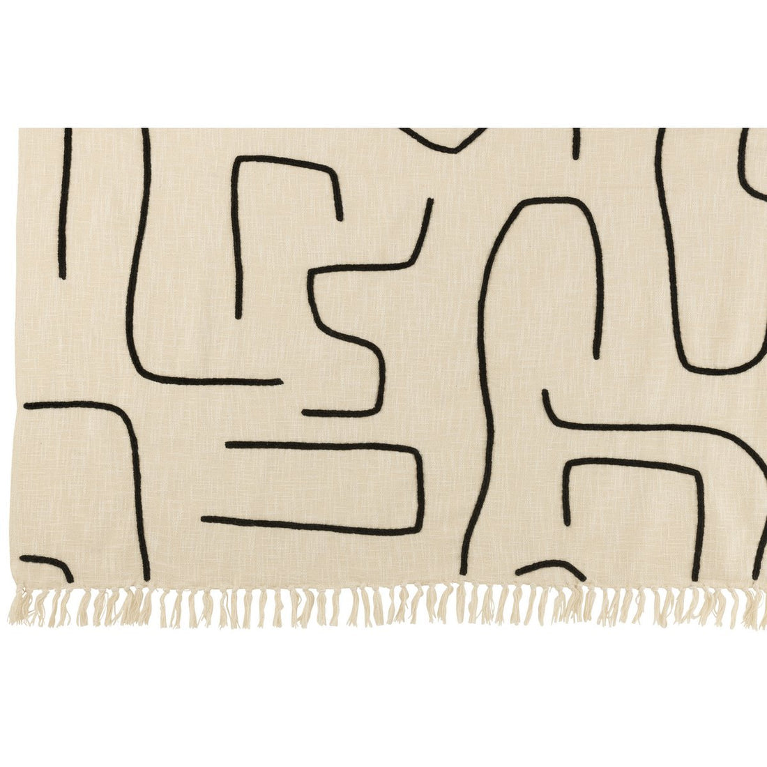 Plaid Strepen/Bogen Katoen Wit/Zwart 130x180cm - Poef - J-Line - livinglovely.nl