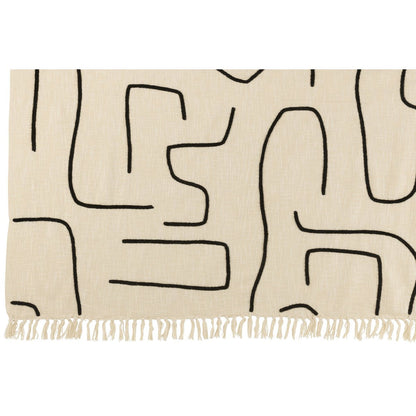 Plaid Strepen/Bogen Katoen Wit/Zwart 130x180cm - Poef - J-Line - livinglovely.nl