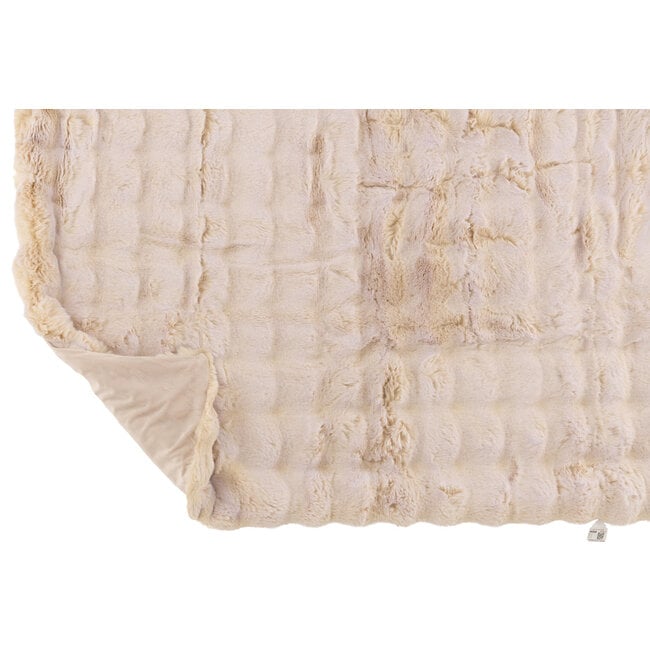 Plaid Wave Polyester Crème 130x180cm - Poef - J-Line - livinglovely.nl