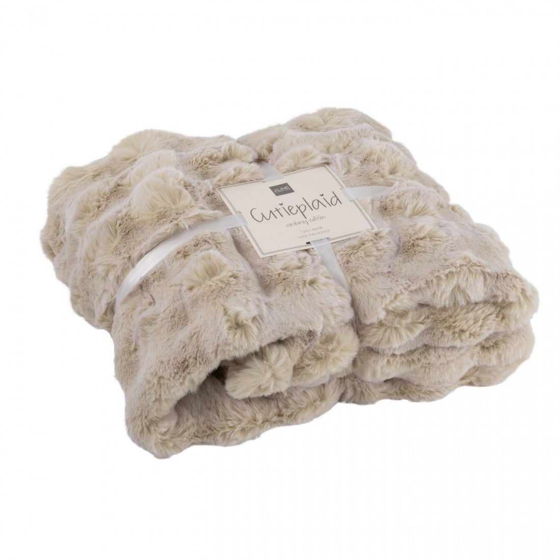 Plaid Wave Polyester Ivoor 130x180cm - Poef - J-Line - livinglovely.nl