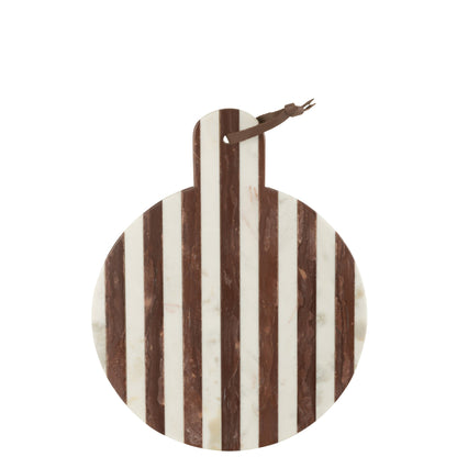 Plank Rond Streep Marmer Wit/Bruin 46x31x2cm J-line