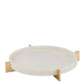 Plateau Marmer Voet Metaal Grijs/Champagne - Plateau - J-Line - livinglovely.nl