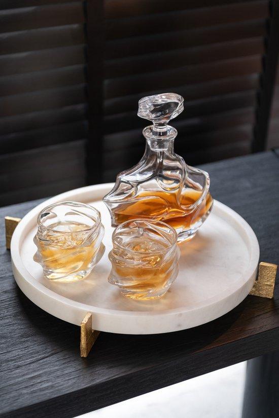 Plateau Marmer Voet Metaal Grijs/Champagne - Plateau - J-Line - livinglovely.nl