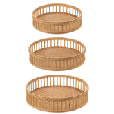 Plateau Rond Bamboe Naturel Set van 3 - Dienblad - J-Line - livinglovely.nl