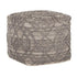 Poef Angel van MUST Living, handgeknoopte wollen poef in naturel en grijs met grafisch design