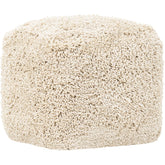 Poef Celeste Beige van MUST Living in beige, 100% polyester, volledig in beeld op een neutrale achtergrond