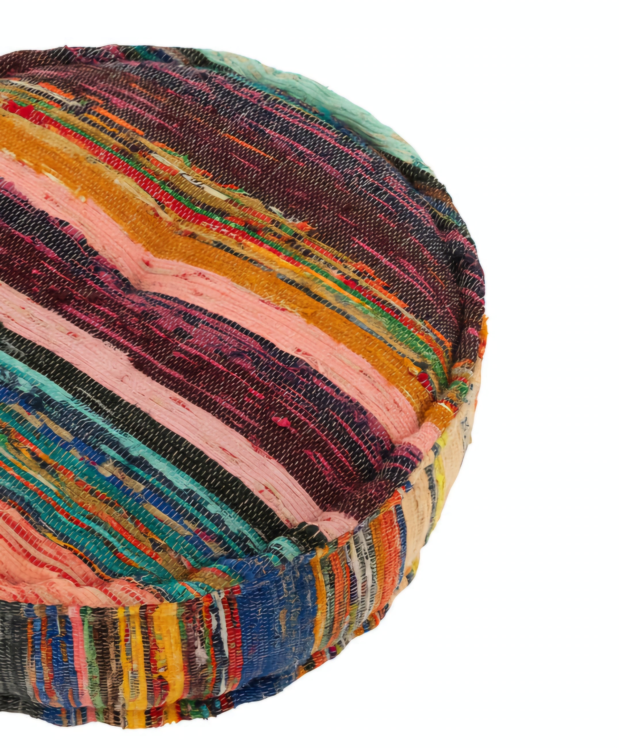 Poef Chindi Rond Katoen/Polyester Mix - Poef - J-Line - livinglovely.nl