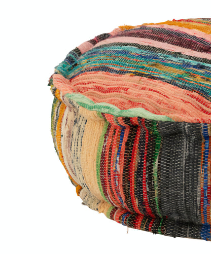 Poef Chindi Rond Katoen/Polyester Mix - Poef - J-Line - livinglovely.nl