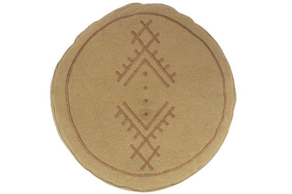 Poef Cilinder Etnisch Patronen Katoen Zand - Poef - J-Line - livinglovely.nl