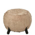 Poef Fur Houten Poten Taupe J-Line - Poef - J-Line - livinglovely.nl