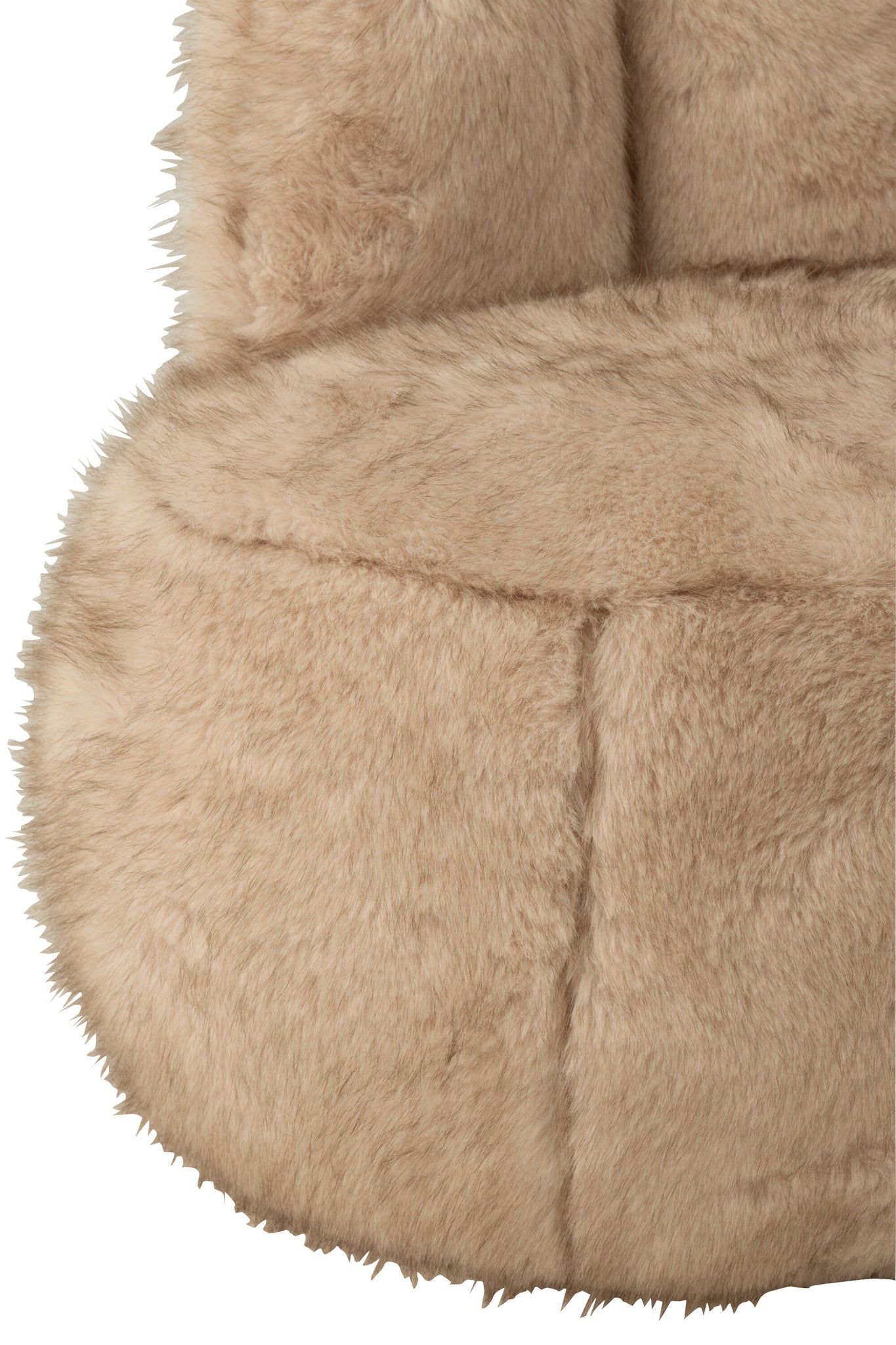 Poef Fur Met Bunny Oren Hout Taupe J-Line - Poef - J-Line - livinglovely.nl