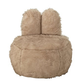 Poef Fur Met Bunny Oren Hout Taupe J-Line - Poef - J-Line - livinglovely.nl