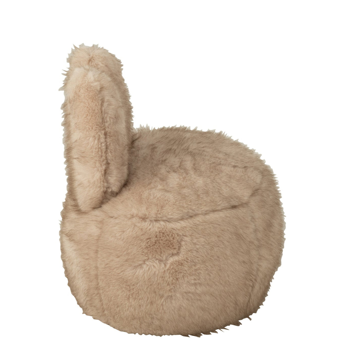 Poef Fur Met Bunny Oren Hout Taupe J-Line - Poef - J-Line - livinglovely.nl