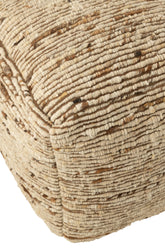 Poef Geweven Wol Ecru/Bruin 45x45x45cm J-Line - Poef - J-Line - livinglovely.nl