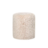 Ronde poef van PTMD in beige Hair stof, Ø40cm x H47cm