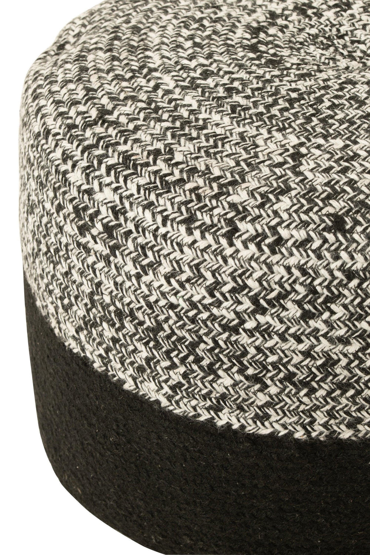 Poef Miami Outdoor Streep Zwart/Wit - J-Line - Poef - J-Line - livinglovely.nl