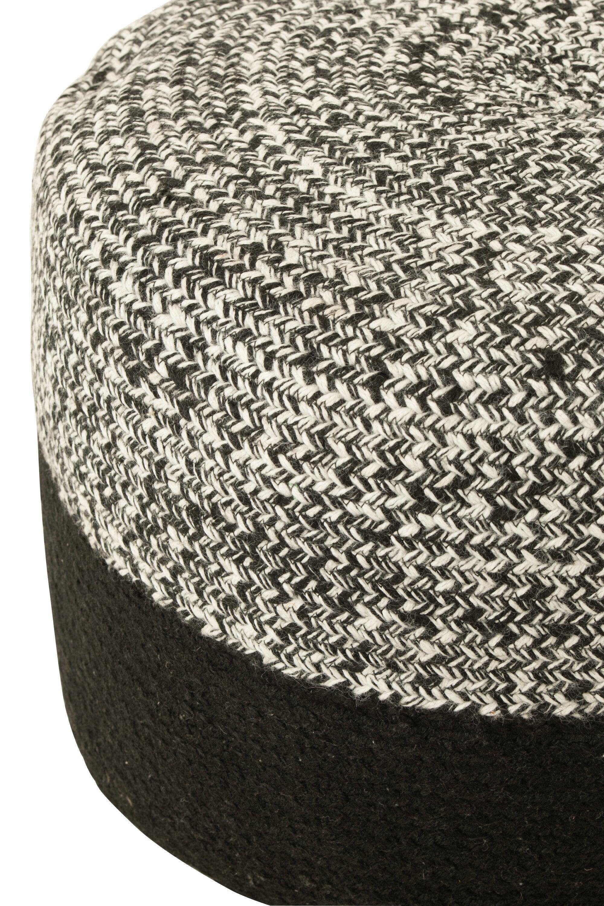 Poef Miami Outdoor Streep Zwart/Wit - J-Line - Poef - J-Line - livinglovely.nl