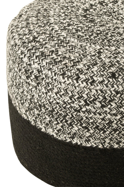 Poef Miami Outdoor Streep Zwart/Wit - J-Line - Poef - J-Line - livinglovely.nl