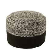 Poef Miami Outdoor Streep Zwart/Wit - J-Line - Poef - J-Line - livinglovely.nl