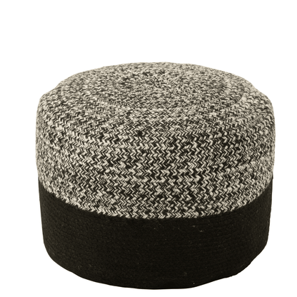 Poef Miami Outdoor Streep Zwart/Wit - J-Line - Poef - J-Line - livinglovely.nl