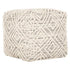 Poef Quartz van MUST Living, handgeknoopte wollen poef met grafisch design in antraciet en ivoor