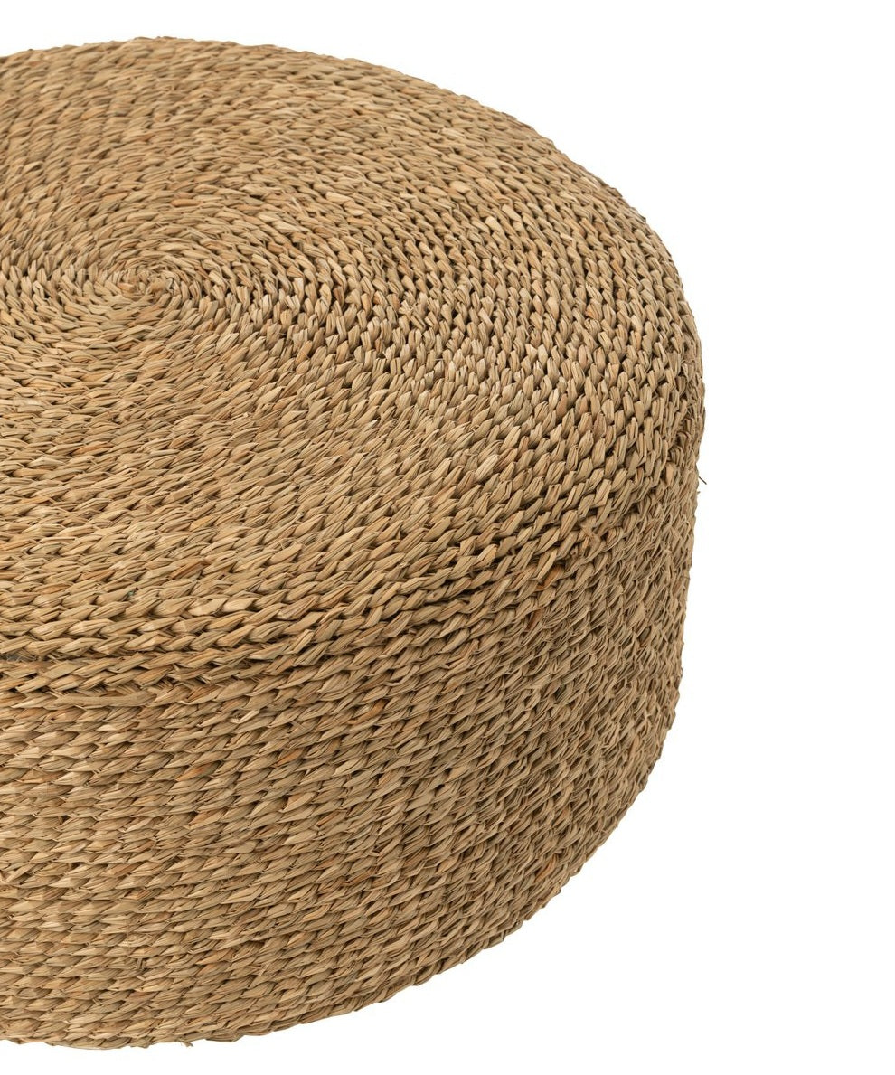 Poef Rond Zeegras Naturel - Poef - J-Line - livinglovely.nl