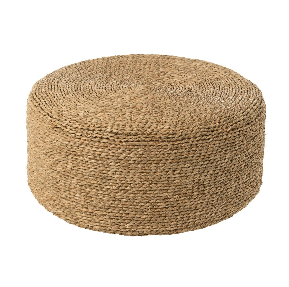 Poef Rond Zeegras Naturel - Poef - J-Line - livinglovely.nl